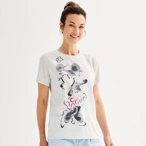 NWT‎ Disney Minnie Mouse Watercolors Oatmeal Heather Graphic T-Shirt Size Medium